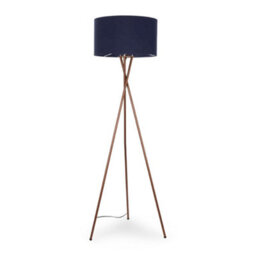 Valuelights Camden Copper Tripod Floor Lamp With Navy Drum Shade And Bulb