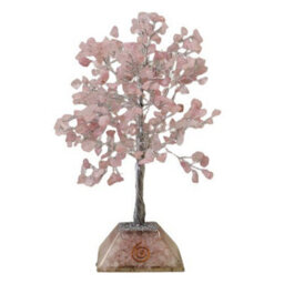 Serenityy 320-Stone Rose Quartz Gemstone Tree With Orgonite Base - Pink Decorative Ornament - thumbnail 3