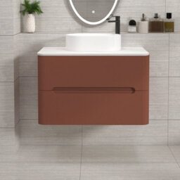 Royal Bathrooms Venice 800mm Terracotta Clay Wall Mounted Bathroom Countertop Vanity Unit 2 Drawer With Peak Basin - thumbnail 1