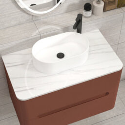 Royal Bathrooms Venice 800mm Terracotta Clay Wall Mounted Bathroom Countertop Vanity Unit 2 Drawer With Peak Basin - thumbnail 6