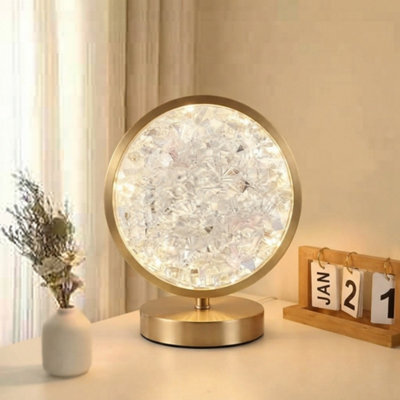 3D Led Crystal Table Lamp Touch Dimmable Bedroom Night Light Uk - image 1