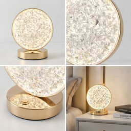 3D Led Crystal Table Lamp Touch Dimmable Bedroom Night Light Uk - thumbnail 4