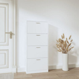 Berkfield Shoe Cabinet White 59X17X150 Cm Engineered Wood - thumbnail 3