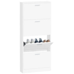 Berkfield Shoe Cabinet White 59X17X150 Cm Engineered Wood - thumbnail 4