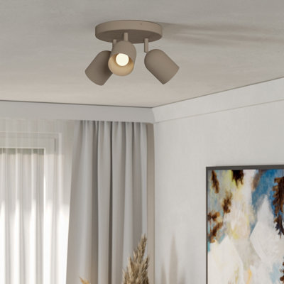 Eglo Tilston Steel Minimalist Triple Ceiling Spotlight, Sandy - image 1