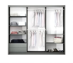 Arte Bastia 250Cm Sliding Door Wardrobe In Grey Matte - Stylish Storage With Elegant Mirror - thumbnail 3