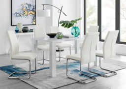 Furniturebox Uk Pivero White High Gloss Dining Table And 6 White Lorenzo Dining Chairs - thumbnail 1