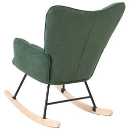 Beliani Rocking Chair - Dark Green Biscuit-Tufted Fabric With Rubberwood Skates - thumbnail 5