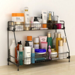 Living And Home 2 Tiers Black Kitchen Spice Rack Bathroom Shower Organizer Storage Shelf W 415 mm - thumbnail 1
