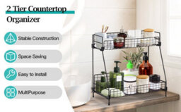 Living And Home 2 Tiers Black Kitchen Spice Rack Bathroom Shower Organizer Storage Shelf W 415 mm - thumbnail 4