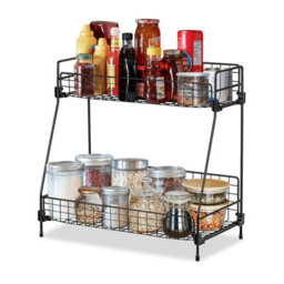 Living And Home 2 Tiers Black Kitchen Spice Rack Bathroom Shower Organizer Storage Shelf W 415 mm - thumbnail 6