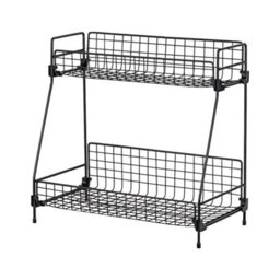 Living And Home 2 Tiers Black Kitchen Spice Rack Bathroom Shower Organizer Storage Shelf W 415 mm - thumbnail 5