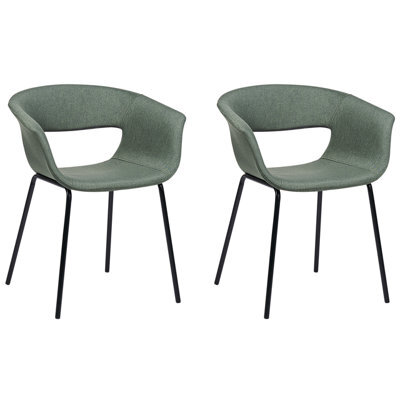 Beliani Set Of 2 Dining Chairs Elma Fabric Dark Green - image 1