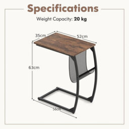 C Shaped Side Table Compact Sofa Side Table With Mesh Bag - thumbnail 2