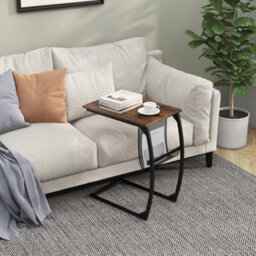 C Shaped Side Table Compact Sofa Side Table With Mesh Bag - thumbnail 4