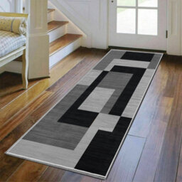 Aspire Homeware Luxury Large Rug, Non-Slip Plush Living Room Hallways Area Carpet, Cosy Floor Rug Milo Black Grey (L)220 X (W)60Cm