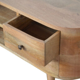 Matteo Solid Wood Rounded Tv Unit With 4 Drawers And 2 Shelves - Natural Mango Wood - thumbnail 5