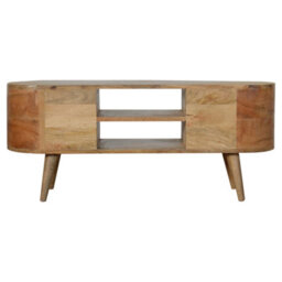 Matteo Solid Wood Rounded Tv Unit With 4 Drawers And 2 Shelves - Natural Mango Wood - thumbnail 7