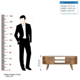Matteo Solid Wood Rounded Tv Unit With 4 Drawers And 2 Shelves - Natural Mango Wood - thumbnail 2