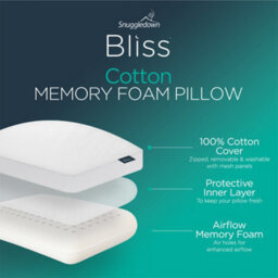 Snuggledown Cotton Memory Foam Pillow 1 Pack Firm Support Side Sleeper Orthopaedic Zipped Cover 64X38Cm - thumbnail 7