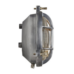 Industville Bulkhead Outdoor & Bathroom Round Wall Light - 8 Inch, Gunmetal, Ribbed Glass - thumbnail 4