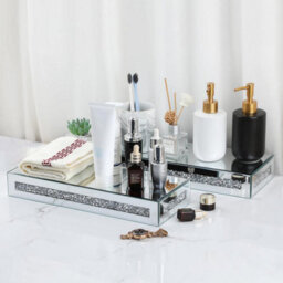 Fativo  1Pcs L38Xw15.2Xh6Cm Silver  Luxury Crushed Diamond Wall Floating Shelf Mirrored Silver Display Shelf Art Decor - thumbnail 9