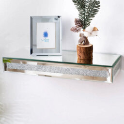Fativo  1Pcs L38Xw15.2Xh6Cm Silver  Luxury Crushed Diamond Wall Floating Shelf Mirrored Silver Display Shelf Art Decor - thumbnail 7