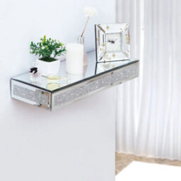Fativo  1Pcs L38Xw15.2Xh6Cm Silver  Luxury Crushed Diamond Wall Floating Shelf Mirrored Silver Display Shelf Art Decor - thumbnail 6