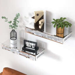 Fativo  1Pcs L38Xw15.2Xh6Cm Silver  Luxury Crushed Diamond Wall Floating Shelf Mirrored Silver Display Shelf Art Decor