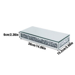 Fativo  1Pcs L38Xw15.2Xh6Cm Silver  Luxury Crushed Diamond Wall Floating Shelf Mirrored Silver Display Shelf Art Decor - thumbnail 2