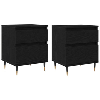 Berkfield Modern Bedside Cabinets 2Pcs Black Oak 40X35X50 Cm Engineered Wood - image 1