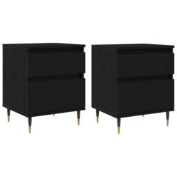 Berkfield Modern Bedside Cabinets 2Pcs Black Oak 40X35X50 Cm Engineered Wood - thumbnail 1
