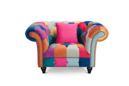 Multicoloured Velvet Patchwork 1 Seater Scroll Arm Chesterfield Sofa - thumbnail 4