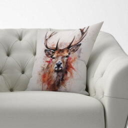 Warren Reed Designer Watercolour Splashart Stag Face Cushions 60Cm X 60Cm - thumbnail 2