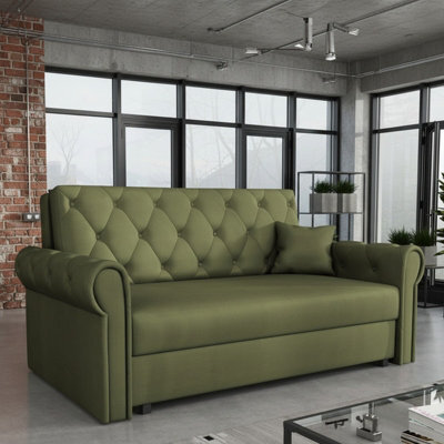 Viva Roma Iii Living Room Sofa Bed Polyurethane Foam Hr Foam Wave Spring Metal Legs Wooden Frame 168X85X98Cm Olive - image 1