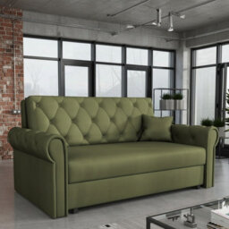 Viva Roma Iii Living Room Sofa Bed Polyurethane Foam Hr Foam Wave Spring Metal Legs Wooden Frame 168X85X98Cm Olive - thumbnail 1