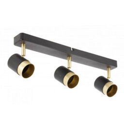 CGC Lighting Cgc Orio Black And Brushed Gold Triple Three Head Gu10  Adjustable Ceiling Spot Light Bar - thumbnail 2