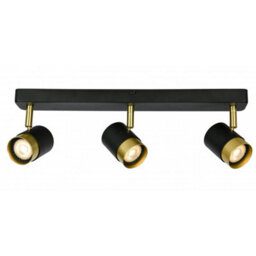 CGC Lighting Cgc Orio Black And Brushed Gold Triple Three Head Gu10  Adjustable Ceiling Spot Light Bar - thumbnail 3