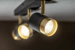 CGC Lighting Cgc Orio Black And Brushed Gold Triple Three Head Gu10  Adjustable Ceiling Spot Light Bar - thumbnail 6