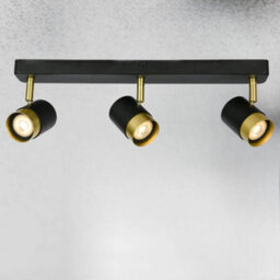 CGC Lighting Cgc Orio Black And Brushed Gold Triple Three Head Gu10  Adjustable Ceiling Spot Light Bar - thumbnail 1