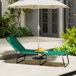 Outsunny Folding Lounge Chair, Outdoor Chaise Lounge For Bench Patio, Green - thumbnail 9