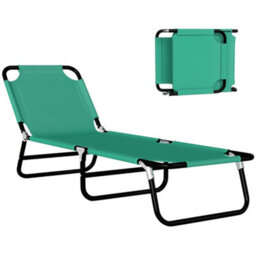 Outsunny Folding Lounge Chair, Outdoor Chaise Lounge For Bench Patio, Green - thumbnail 2