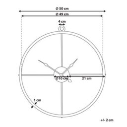 Beliani Wall Clock Zuchwil 50 Cm Metal Gold - thumbnail 3