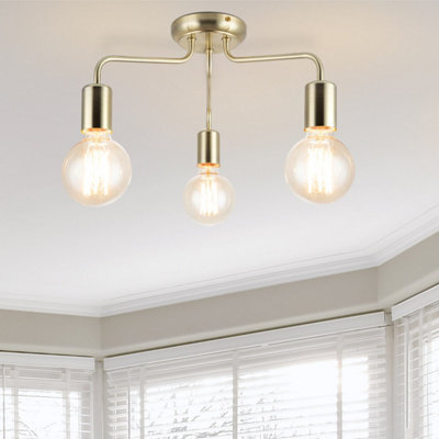 Cosylyte Fraser 3 Light Modern Metal Ceiling Flush Light - Brushed Brass - image 1
