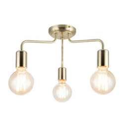 Cosylyte Fraser 3 Light Modern Metal Ceiling Flush Light - Brushed Brass - thumbnail 3