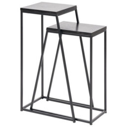 Pacific Lifestyle Nest Of 2 Black Ash And Metal Side Tables, Slim Nesting Set, Mashiko - thumbnail 9