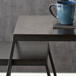 Pacific Lifestyle Nest Of 2 Black Ash And Metal Side Tables, Slim Nesting Set, Mashiko - thumbnail 5