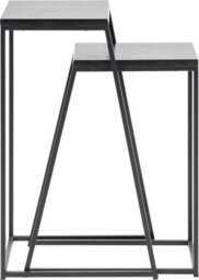Pacific Lifestyle Nest Of 2 Black Ash And Metal Side Tables, Slim Nesting Set, Mashiko - thumbnail 2