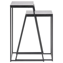 Pacific Lifestyle Nest Of 2 Black Ash And Metal Side Tables, Slim Nesting Set, Mashiko - thumbnail 7