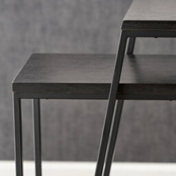 Pacific Lifestyle Nest Of 2 Black Ash And Metal Side Tables, Slim Nesting Set, Mashiko - thumbnail 4